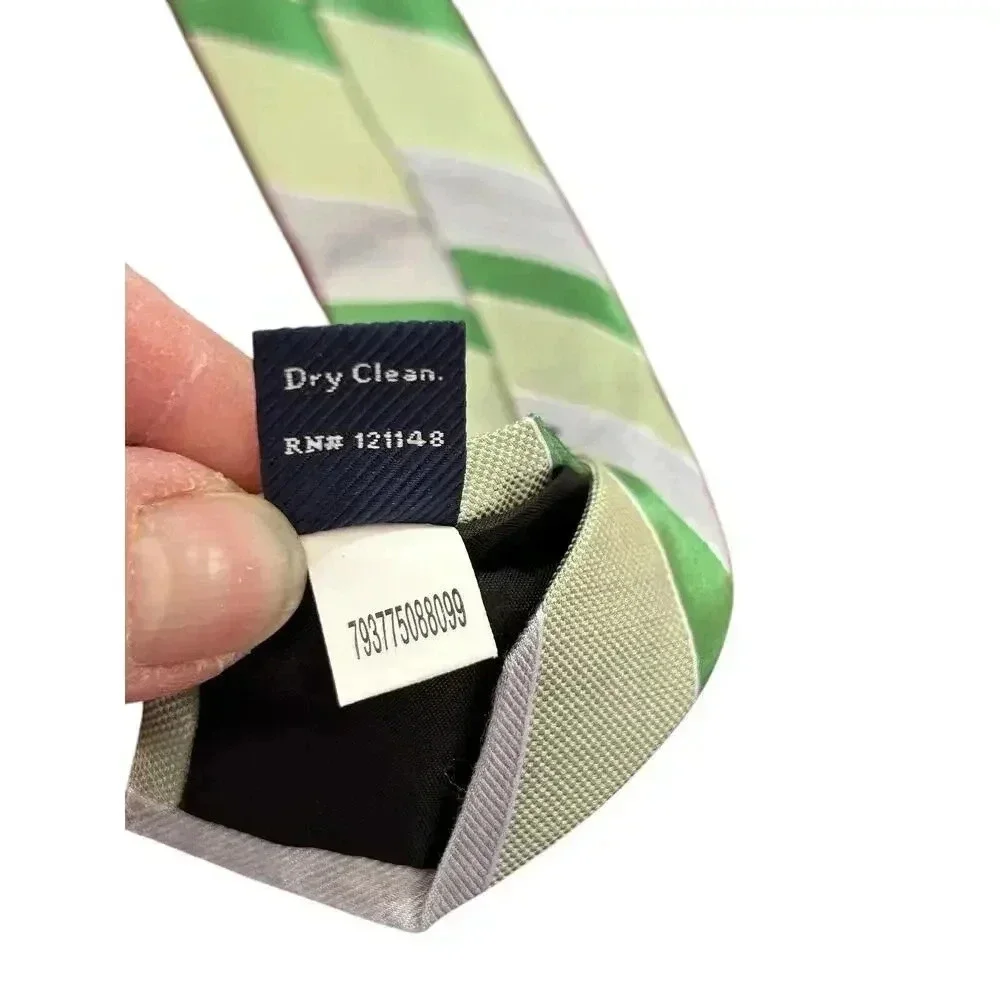 Croft & Barrow Green Gray White Diagonal Stripe Silk Necktie 3” X 48” New